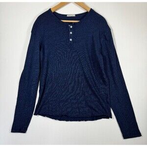 Marine Layer Henley Shirt Mens Small Navy‎ Blue Knit Long Sleeve Casual Everyday